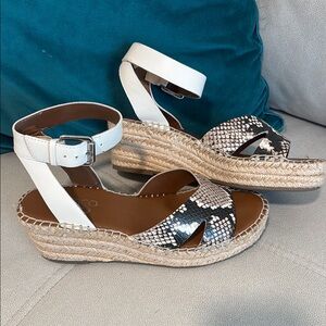 Vince Camuto White and Black Espadrille Shoes